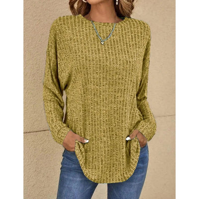 Pullover – Damen-Langarmshirt mit Rundhalsausschnitt und lockerer Passform