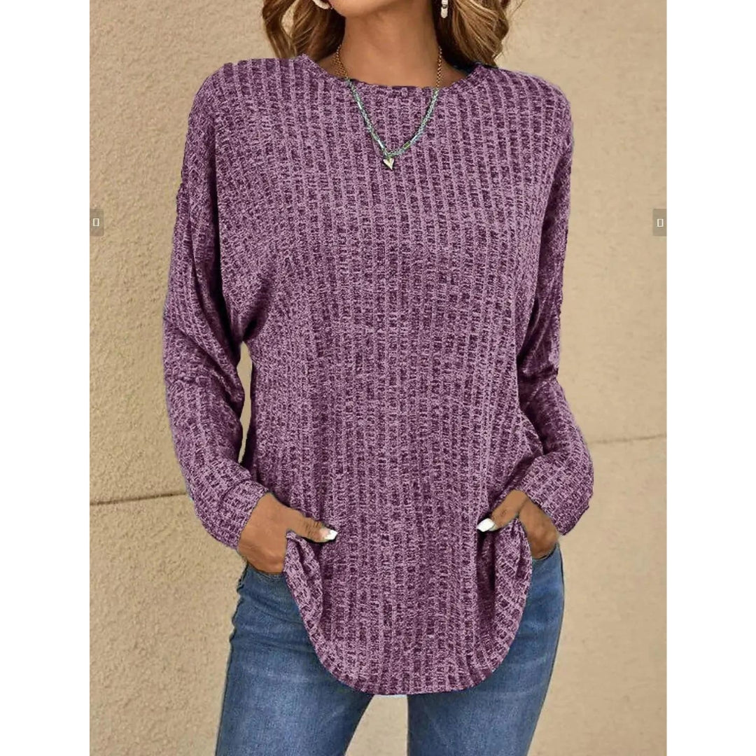 Pullover – Damen-Langarmshirt mit Rundhalsausschnitt und lockerer Passform