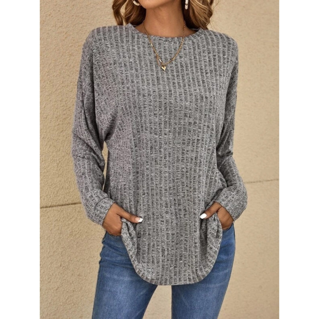Pullover – Damen-Langarmshirt mit Rundhalsausschnitt und lockerer Passform