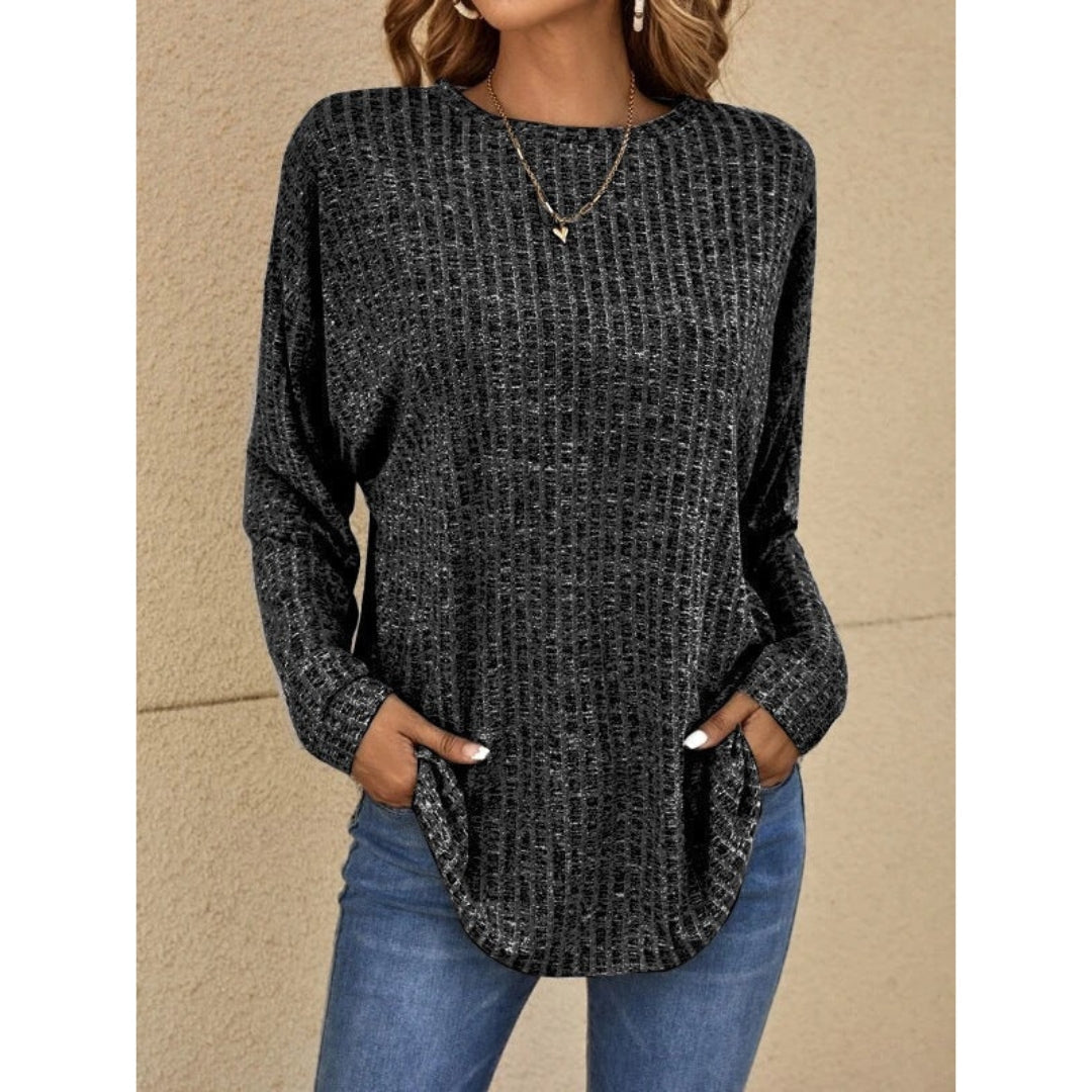 Pullover – Damen-Langarmshirt mit Rundhalsausschnitt und lockerer Passform