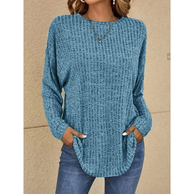 Pullover – Damen-Langarmshirt mit Rundhalsausschnitt und lockerer Passform