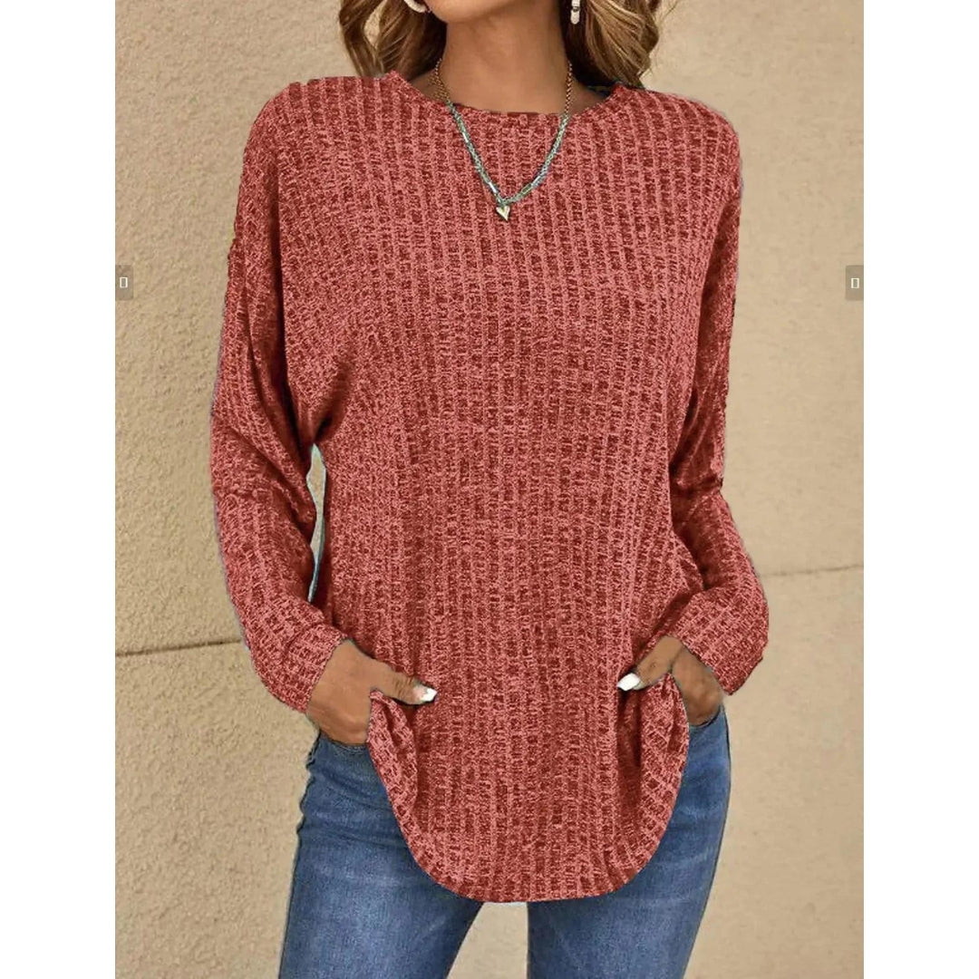 Pullover – Damen-Langarmshirt mit Rundhalsausschnitt und lockerer Passform