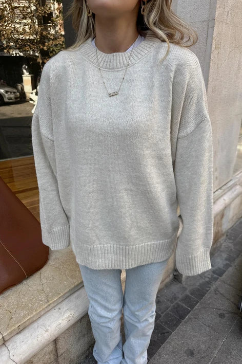 Pullover in Übergröße | Rundhalsausschnitt | Lockere Passform | Strickpullover | Damen-Strickpullover