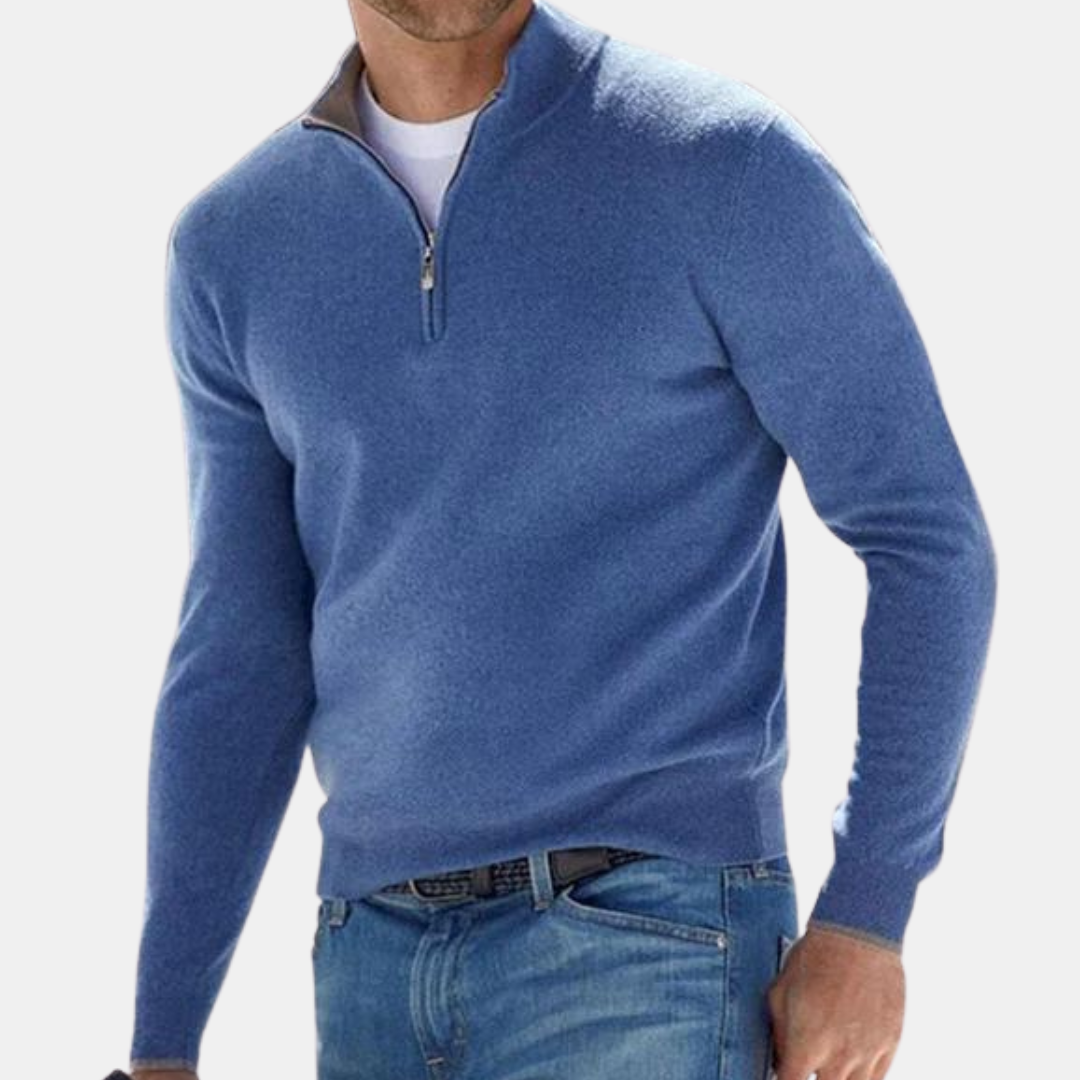 Pullover mit halbem Reißverschluss | Gestrickt | Langarm | Pullover | Herrenbekleidung