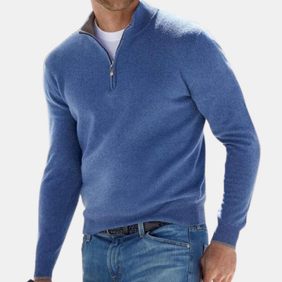 Pullover mit halbem Reißverschluss | Gestrickt | Langarm | Pullover | Herrenbekleidung