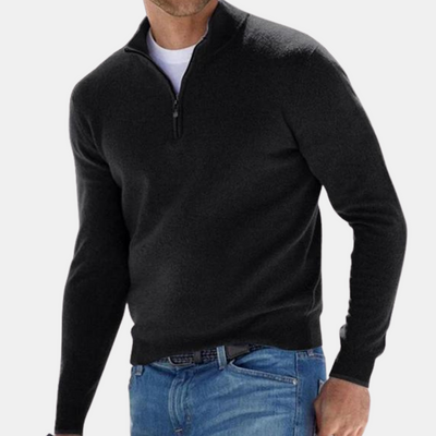 Pullover mit halbem Reißverschluss | Gestrickt | Langarm | Pullover | Herrenbekleidung