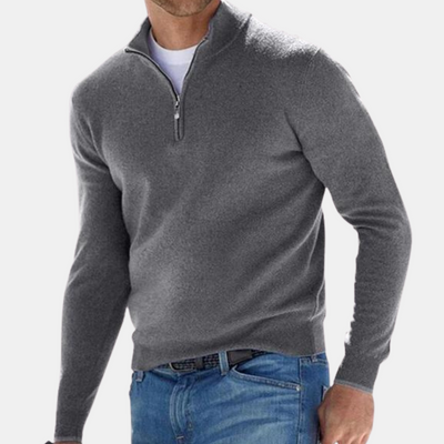 Pullover mit halbem Reißverschluss | Gestrickt | Langarm | Pullover | Herrenbekleidung