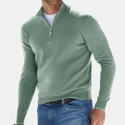 Pullover mit halbem Reißverschluss | Gestrickt | Langarm | Pullover | Herrenbekleidung