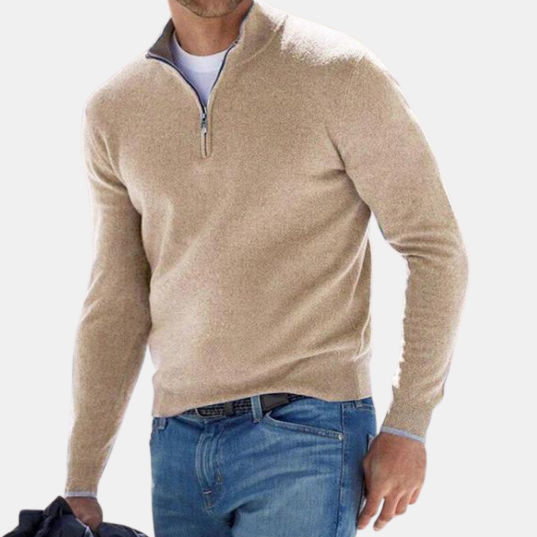 Pullover mit halbem Reißverschluss | Gestrickt | Langarm | Pullover | Herrenbekleidung