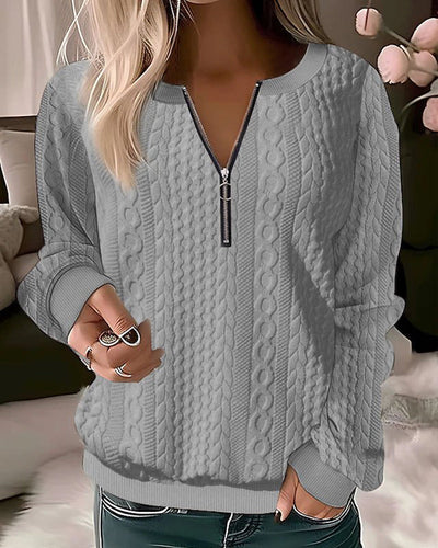 Pullover mit halbem Reißverschluss | Lockere Passform | Langarm | Pullover mit halbem Reißverschluss | Damenbekleidung