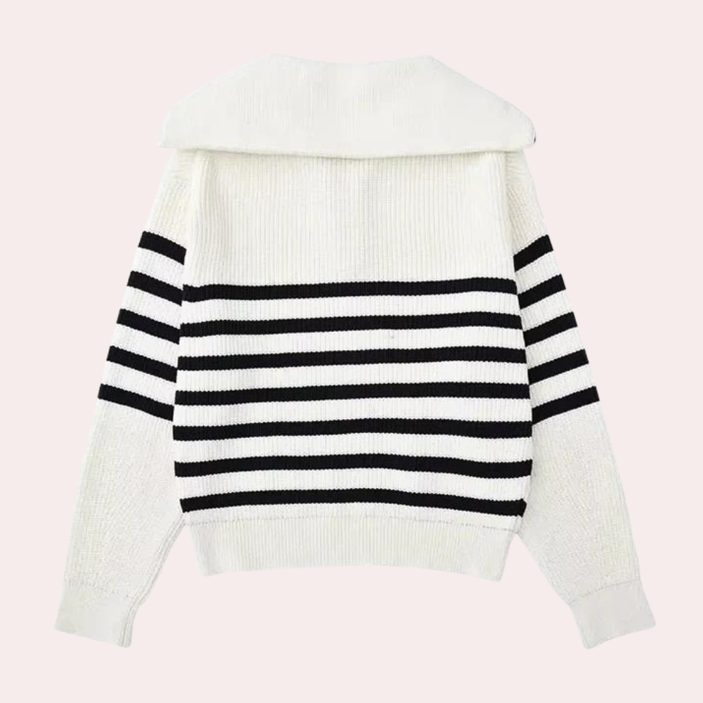 Pullover mit halbem Reißverschluss | Lockere Passform | Warm | Strickpullover | Damenpullover
