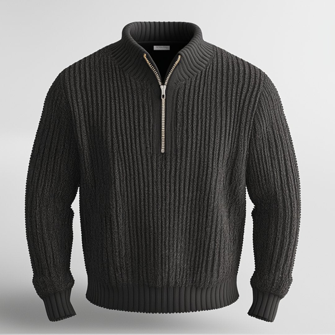 Pullover mit halbem Reißverschluss | Warm | Pullover | Strickpullover | Herrenpullover mit halbem Reißverschluss