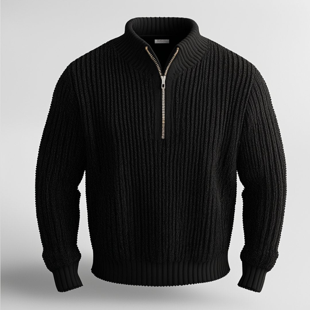 Pullover mit halbem Reißverschluss | Warm | Pullover | Strickpullover | Herrenpullover mit halbem Reißverschluss