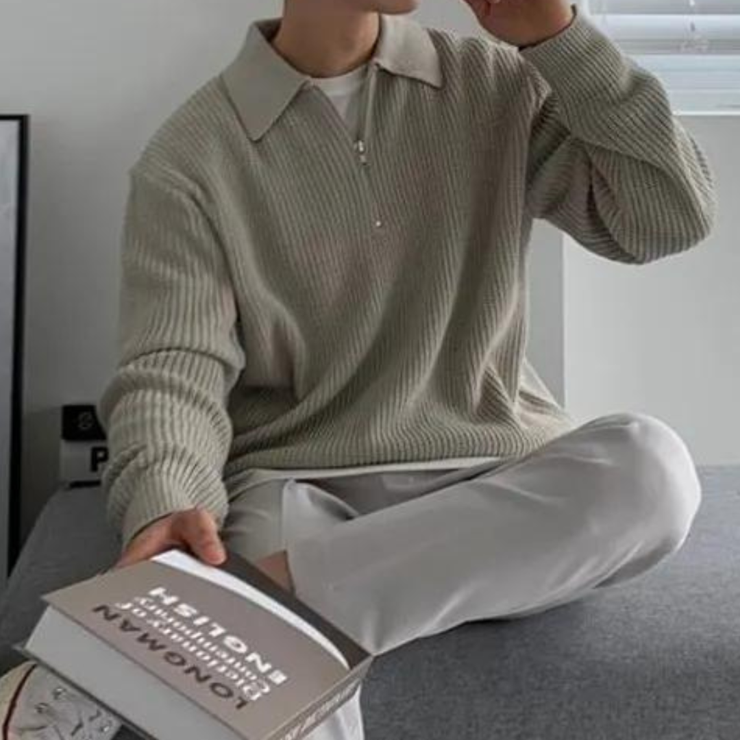 Pullover mit viertelhohem Reißverschluss | Strickpullover | Herren-Pullover mit halbhohem Reißverschluss | Pullover