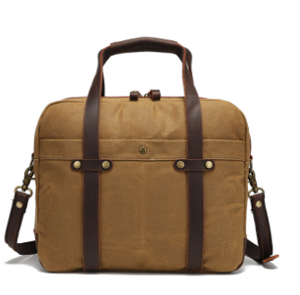 Ashville™  Laptop-Umhängetasche Aus Wachsbeschichtetem Canvas Und Crazy Horse Leder, 13L, Unisex