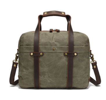Ashville™  Laptop-Umhängetasche Aus Wachsbeschichtetem Canvas Und Crazy Horse Leder, 13L, Unisex
