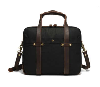 Ashville™  Laptop-Umhängetasche Aus Wachsbeschichtetem Canvas Und Crazy Horse Leder, 13L, Unisex
