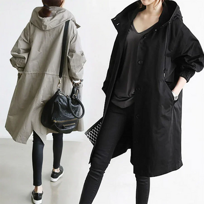 Regenmantel | Mit Kapuze | Übergroß | Parka-Jacke | Regenjacke für Damen