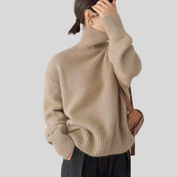 Rollkragenpullover – Damen-Strickpullover mit lockerer Passform und hohem Kragen