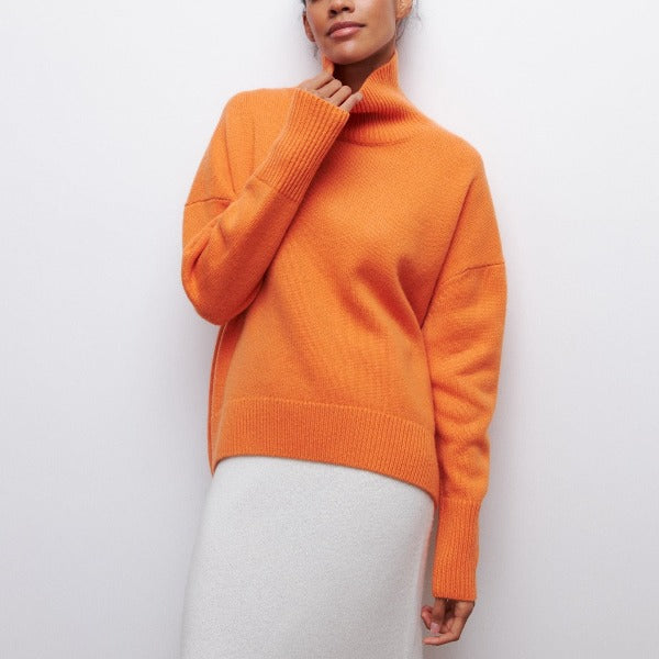 Rollkragenpullover | Gestrickt | Hoher Kragen | Oversize-Pullover | Damen-Strickwaren