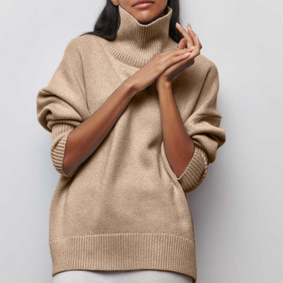 Rollkragenpullover | Gestrickt | Hoher Kragen | Oversize-Pullover | Damen-Strickwaren