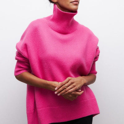 Rollkragenpullover | Gestrickt | Hoher Kragen | Oversize-Pullover | Damen-Strickwaren