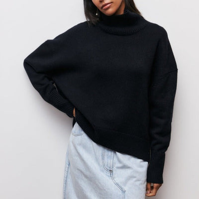 Rollkragenpullover | Gestrickt | Hoher Kragen | Oversize-Pullover | Damen-Strickwaren