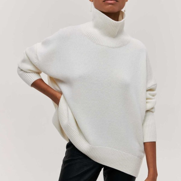 Rollkragenpullover | Gestrickt | Hoher Kragen | Oversize-Pullover | Damen-Strickwaren