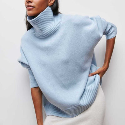 Rollkragenpullover | Gestrickt | Hoher Kragen | Oversize-Pullover | Damen-Strickwaren