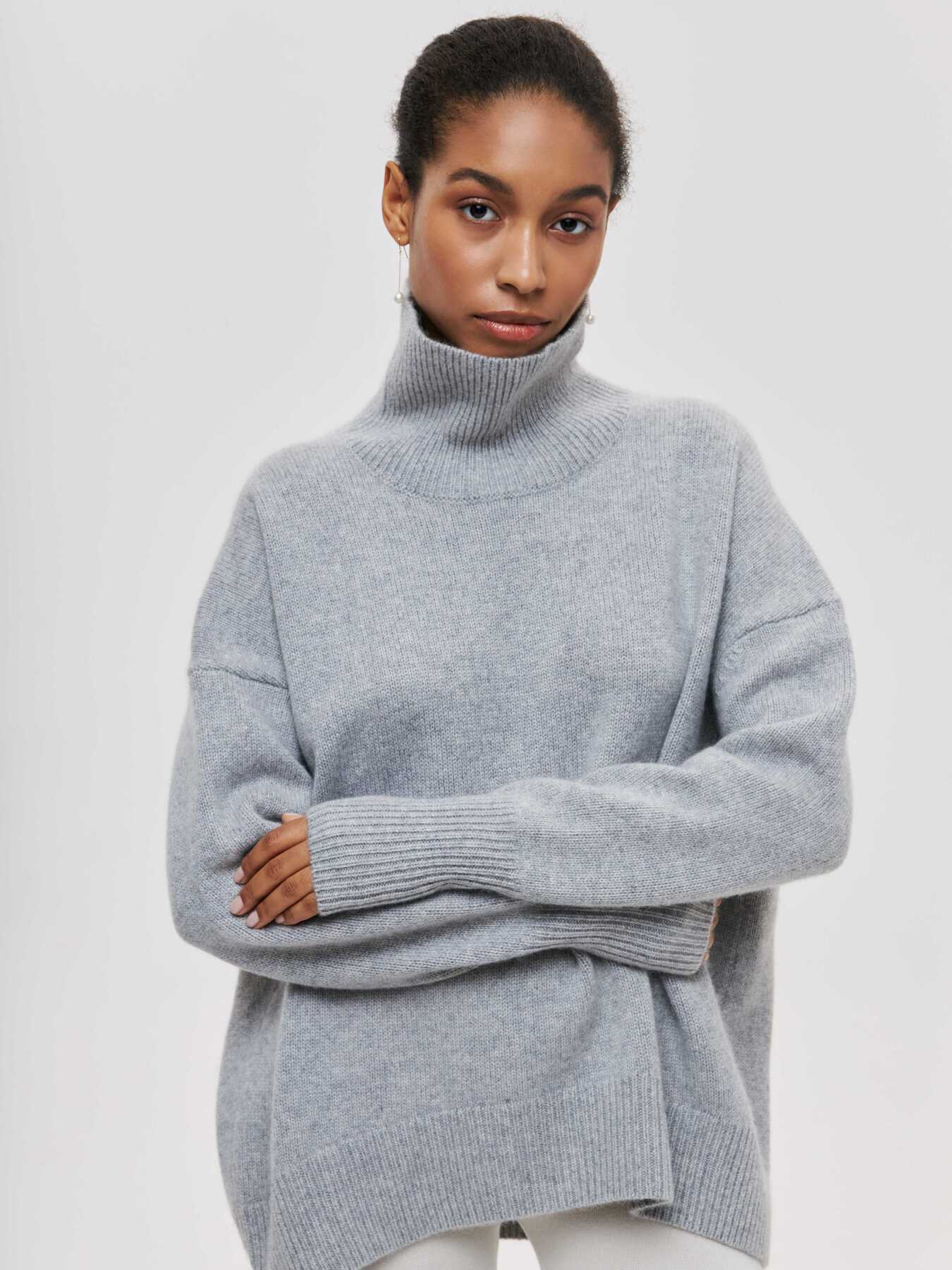 Rollkragenpullover – Lockere Passform – Hoher Kragen – Strickpullover – Winterkleidung für Damen