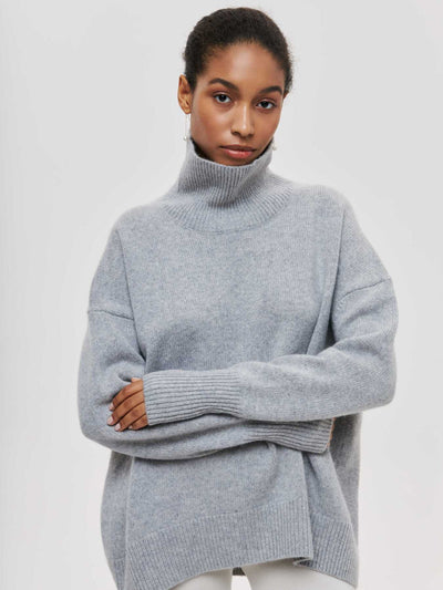 Rollkragenpullover – Lockere Passform – Hoher Kragen – Strickpullover – Winterkleidung für Damen