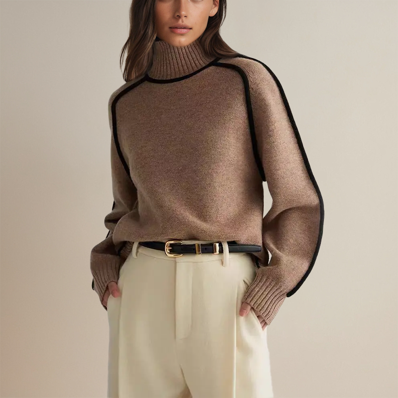 Rollkragenpullover – Warmer, locker sitzender Strickpullover mit Rollkragen für Damen