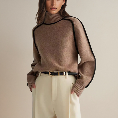 Rollkragenpullover – Warmer, locker sitzender Strickpullover mit Rollkragen für Damen