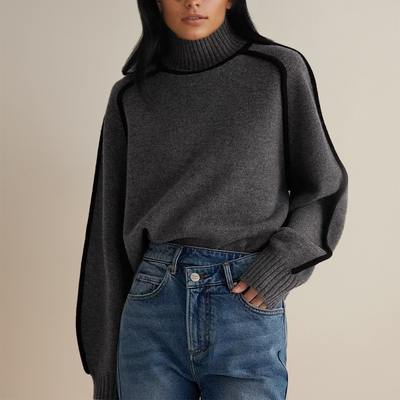 Rollkragenpullover – Warmer, locker sitzender Strickpullover mit Rollkragen für Damen