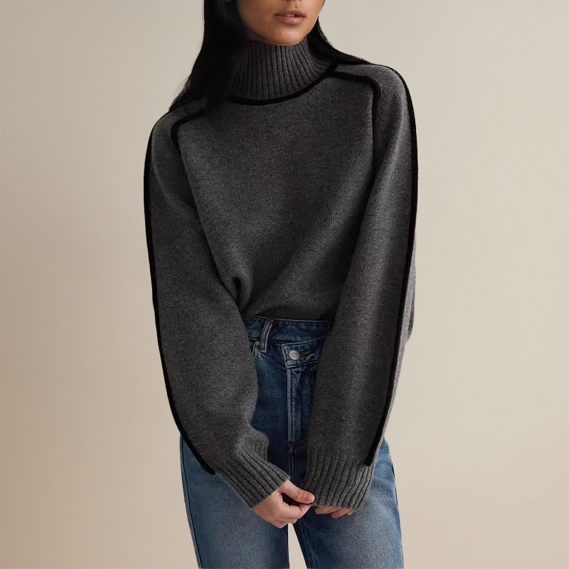 Rollkragenpullover – Warmer, locker sitzender Strickpullover mit Rollkragen für Damen