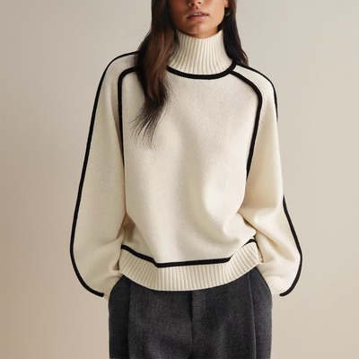 Rollkragenpullover – Warmer, locker sitzender Strickpullover mit Rollkragen für Damen