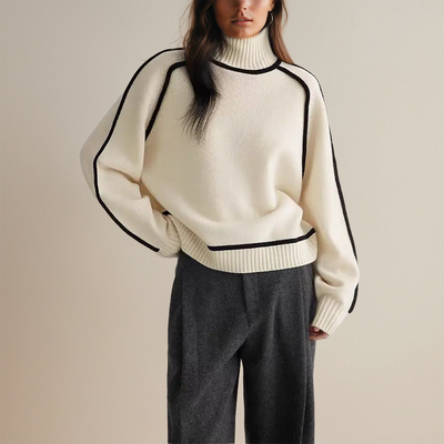 Rollkragenpullover – Warmer, locker sitzender Strickpullover mit Rollkragen für Damen