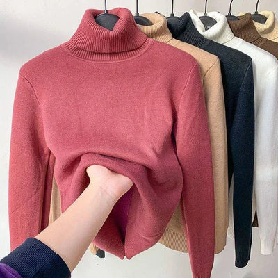 Rollkragenpullover aus Fleece – Gestrickt – Hochgeschlossen – Rollkragenpullover – Damenstrickwaren