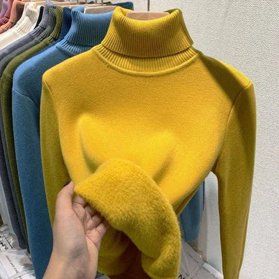 Rollkragenpullover aus Fleece – Gestrickt – Hochgeschlossen – Rollkragenpullover – Damenstrickwaren