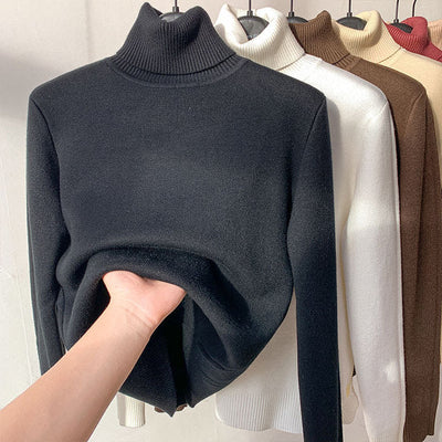 Rollkragenpullover aus Fleece – Gestrickt – Hochgeschlossen – Rollkragenpullover – Damenstrickwaren