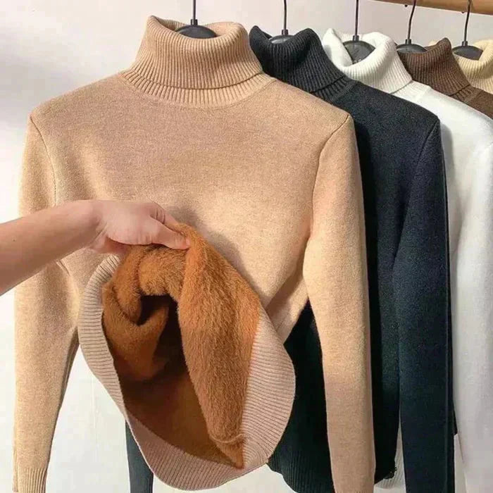 Rollkragenpullover aus Fleece – Gestrickt – Hochgeschlossen – Rollkragenpullover – Damenstrickwaren