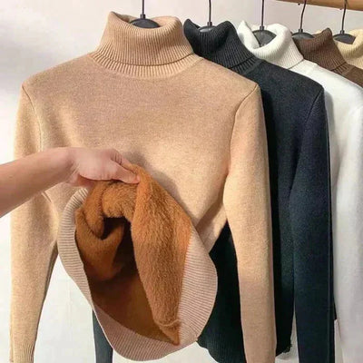 Rollkragenpullover aus Fleece – Gestrickt – Hochgeschlossen – Rollkragenpullover – Damenstrickwaren
