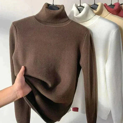 Rollkragenpullover aus Fleece – Gestrickt – Hochgeschlossen – Rollkragenpullover – Damenstrickwaren