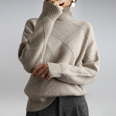 Rollkragenpullover – lockere Passform – Pullover – Strickpullover – Damen-Strickwaren