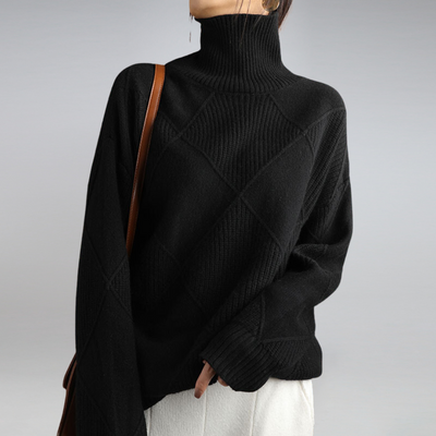 Rollkragenpullover – lockere Passform – Pullover – Strickpullover – Damen-Strickwaren