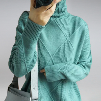 Rollkragenpullover – lockere Passform – Pullover – Strickpullover – Damen-Strickwaren