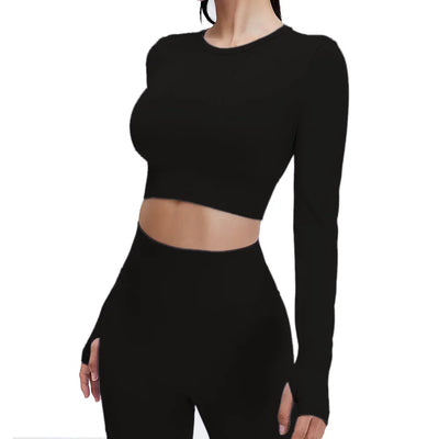 Yoga Set Langarmoberteil Fitnesshose 2-teilig - Atmungsaktiv & Bequem für Frauen