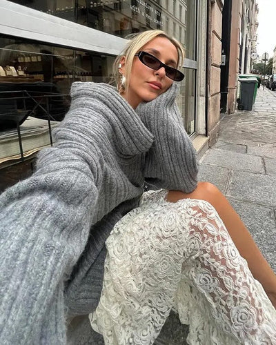 Ugala - gestrickter Off-Shoulder-Pullover mit Rippenmuster für einen bequemen und modischen Look