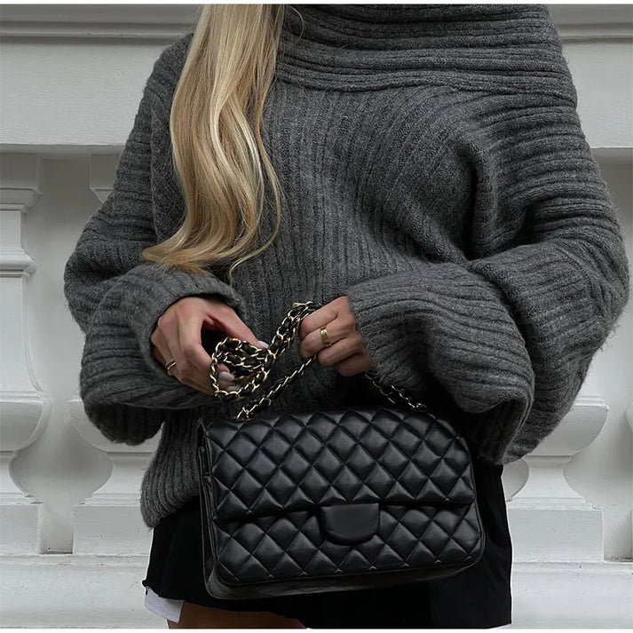Ugala - gestrickter Off-Shoulder-Pullover mit Rippenmuster für einen bequemen und modischen Look