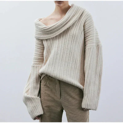 Ugala - gestrickter Off-Shoulder-Pullover mit Rippenmuster für einen bequemen und modischen Look